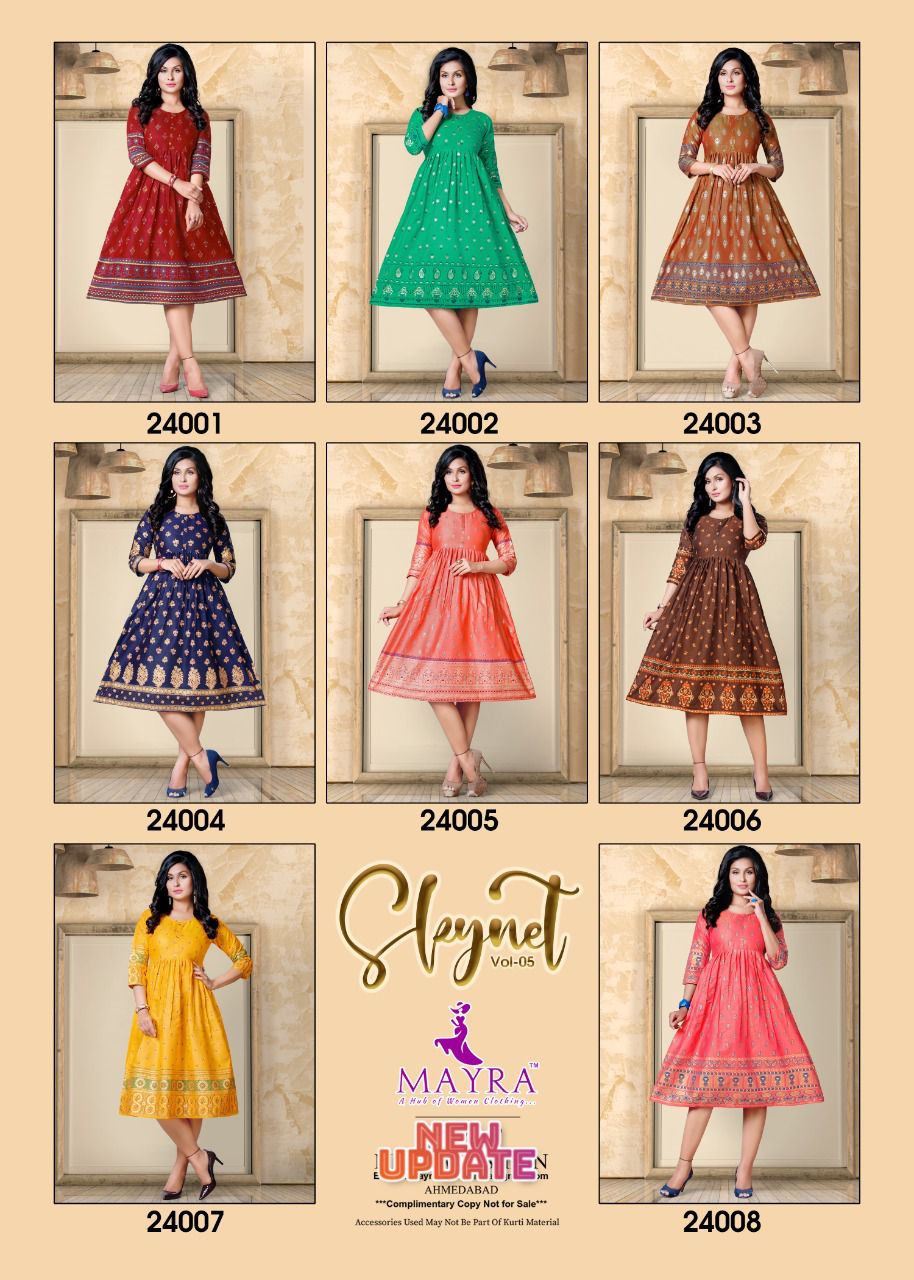 Mayra Skynet 5 Fancy Ethnic Wear Rayon Printed Anarakali Kurti Collection
